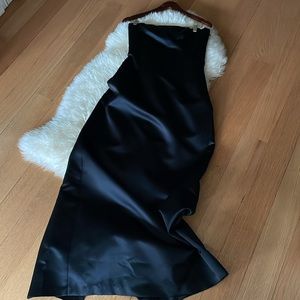 BCBGMaxazria strapless satin gown with train in the back